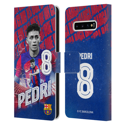 FC Barcelona 2023/24 First Team Pedri Leather Book Wallet Case Cover For Samsung Galaxy S10+ / S10 Plus