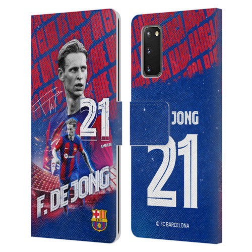 FC Barcelona 2023/24 First Team Frenkie de Jong Leather Book Wallet Case Cover For Samsung Galaxy S20 / S20 5G