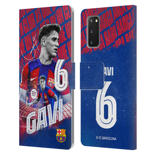 FC Barcelona 2023/24 First Team Gavi Leather Book Wallet Case Cover For Samsung Galaxy S20 / S20 5G