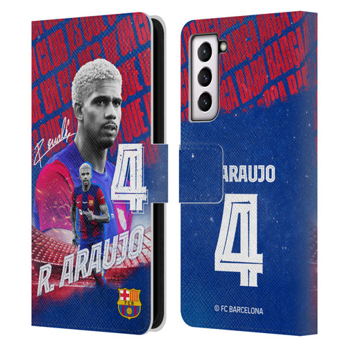 FC Barcelona 2023/24 First Team Ronald Araújo Leather Book Wallet Case Cover For Samsung Galaxy S21 5G