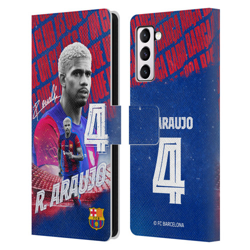 FC Barcelona 2023/24 First Team Ronald Araújo Leather Book Wallet Case Cover For Samsung Galaxy S21+ 5G