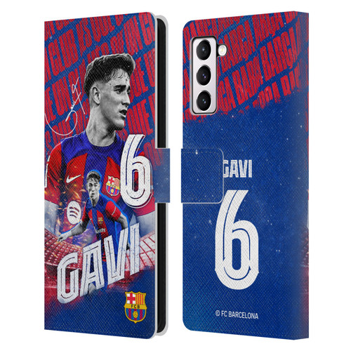 FC Barcelona 2023/24 First Team Gavi Leather Book Wallet Case Cover For Samsung Galaxy S21+ 5G