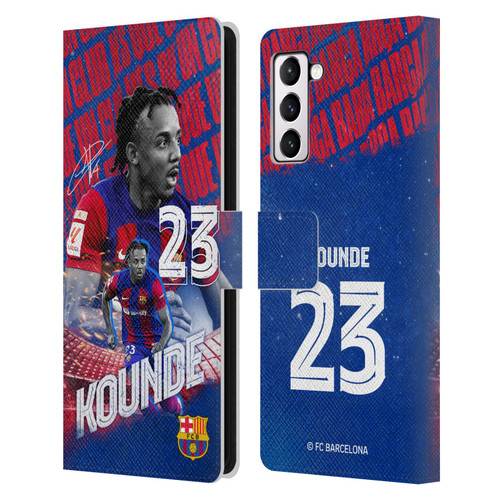 FC Barcelona 2023/24 First Team Jules Koundé Leather Book Wallet Case Cover For Samsung Galaxy S21+ 5G