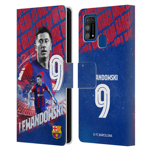 FC Barcelona 2023/24 First Team Robert Lewandowski Leather Book Wallet Case Cover For Samsung Galaxy M31 (2020)