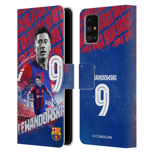 FC Barcelona 2023/24 First Team Robert Lewandowski Leather Book Wallet Case Cover For Samsung Galaxy M31s (2020)