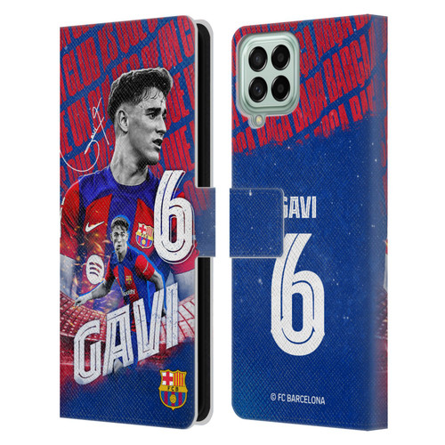 FC Barcelona 2023/24 First Team Gavi Leather Book Wallet Case Cover For Samsung Galaxy M53 (2022)