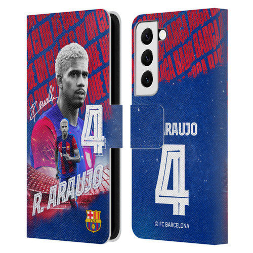 FC Barcelona 2023/24 First Team Ronald Araújo Leather Book Wallet Case Cover For Samsung Galaxy S22 5G