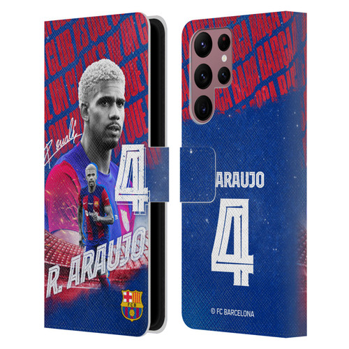 FC Barcelona 2023/24 First Team Ronald Araújo Leather Book Wallet Case Cover For Samsung Galaxy S22 Ultra 5G