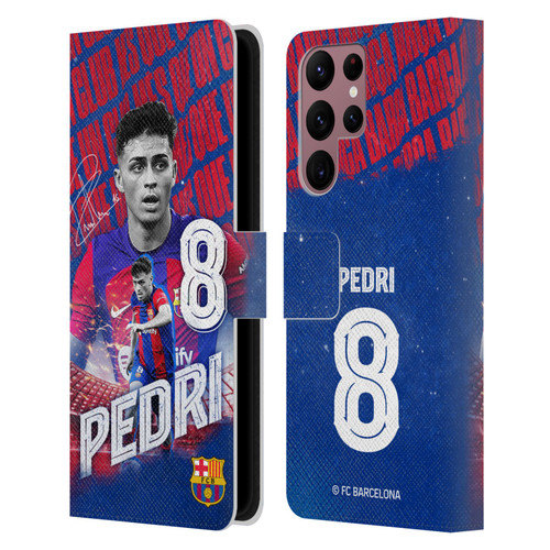 FC Barcelona 2023/24 First Team Pedri Leather Book Wallet Case Cover For Samsung Galaxy S22 Ultra 5G