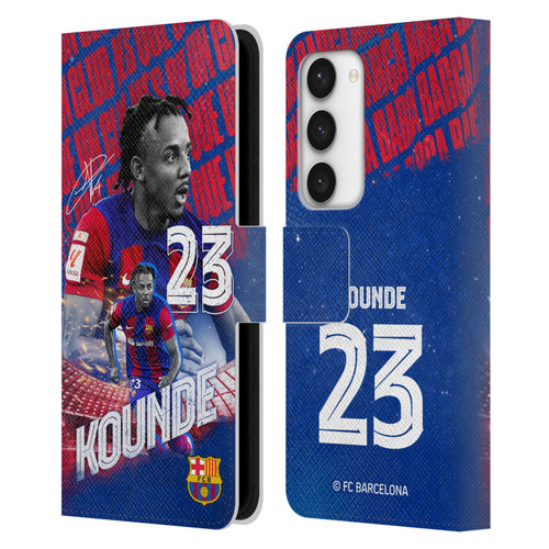 FC Barcelona 2023/24 First Team Jules Koundé Leather Book Wallet Case Cover For Samsung Galaxy S23 5G