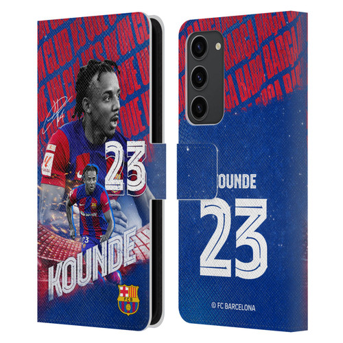 FC Barcelona 2023/24 First Team Jules Koundé Leather Book Wallet Case Cover For Samsung Galaxy S23+ 5G