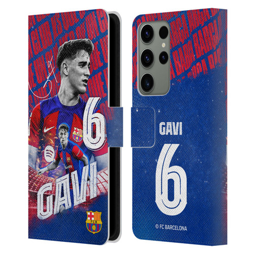 FC Barcelona 2023/24 First Team Gavi Leather Book Wallet Case Cover For Samsung Galaxy S23 Ultra 5G