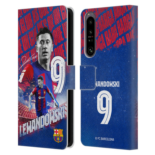 FC Barcelona 2023/24 First Team Robert Lewandowski Leather Book Wallet Case Cover For Sony Xperia 1 IV