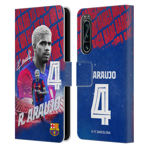 FC Barcelona 2023/24 First Team Ronald Araújo Leather Book Wallet Case Cover For Sony Xperia 5 IV