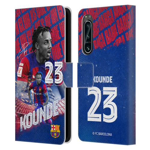 FC Barcelona 2023/24 First Team Jules Koundé Leather Book Wallet Case Cover For Sony Xperia 5 IV