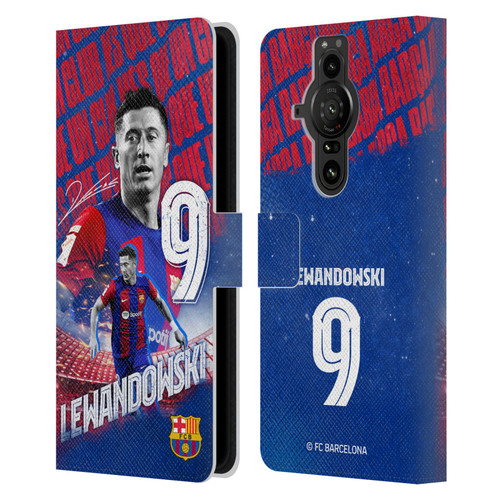 FC Barcelona 2023/24 First Team Robert Lewandowski Leather Book Wallet Case Cover For Sony Xperia Pro-I