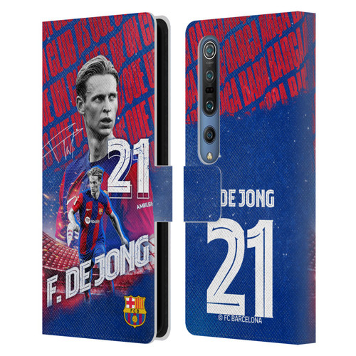 FC Barcelona 2023/24 First Team Frenkie de Jong Leather Book Wallet Case Cover For Xiaomi Mi 10 5G / Mi 10 Pro 5G