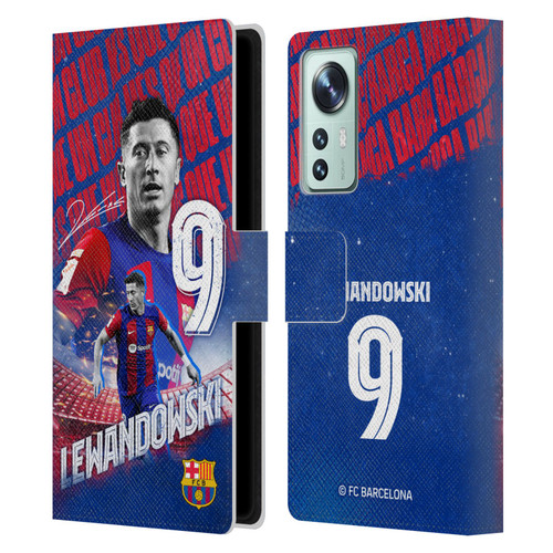 FC Barcelona 2023/24 First Team Robert Lewandowski Leather Book Wallet Case Cover For Xiaomi 12