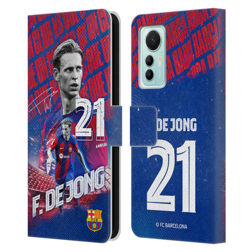 FC Barcelona 2023/24 First Team Frenkie de Jong Leather Book Wallet Case Cover For Xiaomi 12 Lite