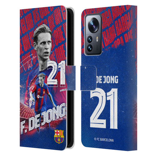 FC Barcelona 2023/24 First Team Frenkie de Jong Leather Book Wallet Case Cover For Xiaomi 12 Pro