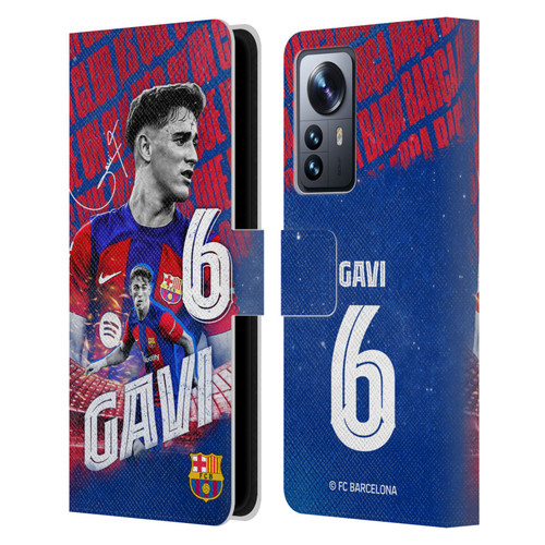 FC Barcelona 2023/24 First Team Gavi Leather Book Wallet Case Cover For Xiaomi 12 Pro