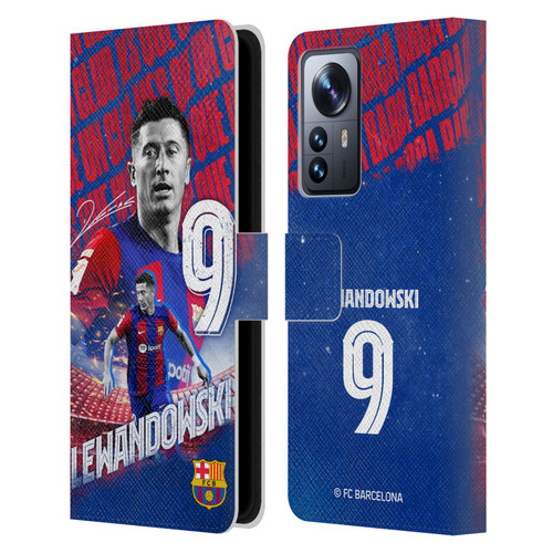FC Barcelona 2023/24 First Team Robert Lewandowski Leather Book Wallet Case Cover For Xiaomi 12 Pro