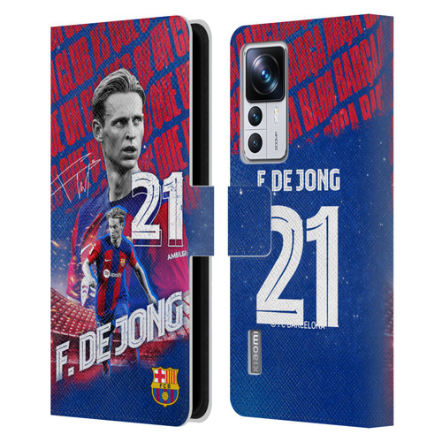 FC Barcelona 2023/24 First Team Frenkie de Jong Leather Book Wallet Case Cover For Xiaomi 12T Pro