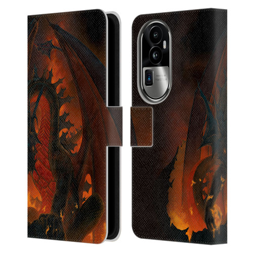 Vincent Hie Dragons 2 Fireball Leather Book Wallet Case Cover For OPPO Reno10 Pro+