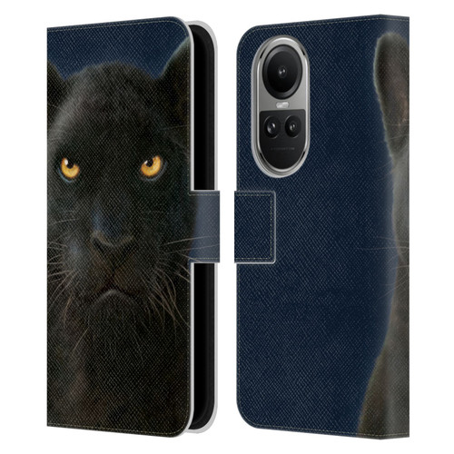 Vincent Hie Felidae Dark Panther Leather Book Wallet Case Cover For OPPO Reno10 5G / Reno10 Pro 5G