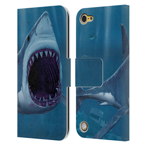 Vincent Hie Underwater Shark Bite Leather Book Wallet Case Cover For Apple iPod Touch 5G 5th Gen