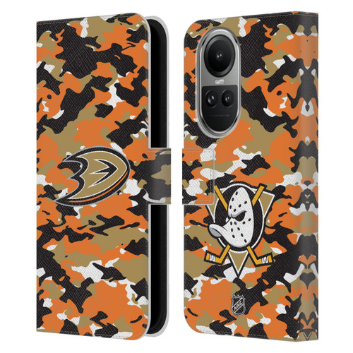 NHL Anaheim Ducks Camouflage Leather Book Wallet Case Cover For OPPO Reno10 5G / Reno10 Pro 5G NHL Anaheim Ducks Camouflage Leather Book Wallet Case Cover For OPPO Reno10 5G / Reno10 Pro 5G