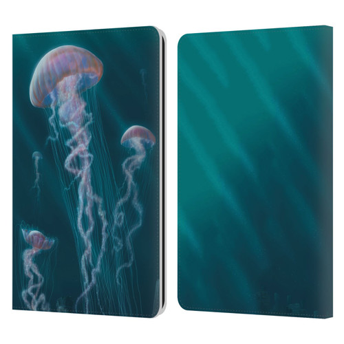 Vincent Hie Underwater Jellyfish Leather Book Wallet Case Cover For Amazon Kindle Paperwhite 1 / 2 / 3