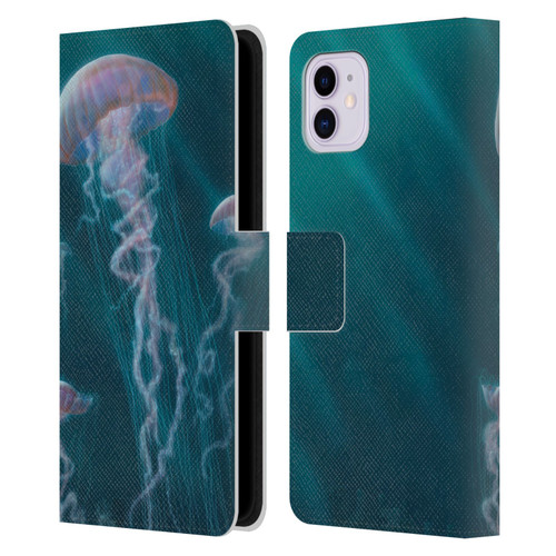 Vincent Hie Underwater Jellyfish Leather Book Wallet Case Cover For Apple iPhone 11