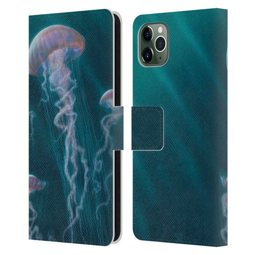 Vincent Hie Underwater Jellyfish Leather Book Wallet Case Cover For Apple iPhone 11 Pro Max