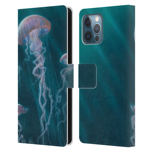 Vincent Hie Underwater Jellyfish Leather Book Wallet Case Cover For Apple iPhone 12 Pro Max