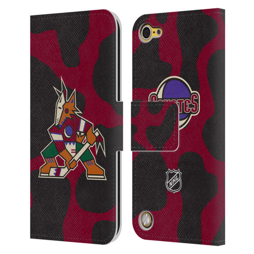 NHL Arizona Coyotes Cow Pattern Leather Book Wallet Case Cover For Apple iPod Touch 5G 5th Gen