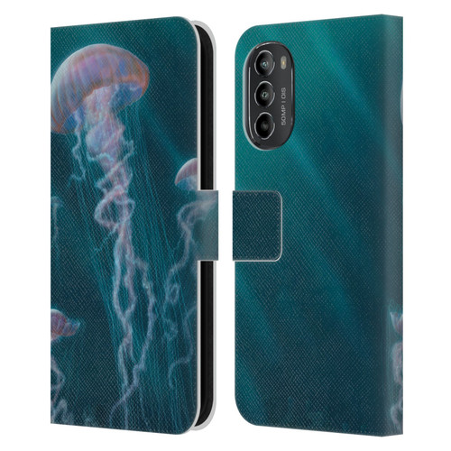 Vincent Hie Underwater Jellyfish Leather Book Wallet Case Cover For Motorola Moto G82 5G