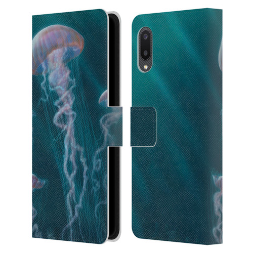 Vincent Hie Underwater Jellyfish Leather Book Wallet Case Cover For Samsung Galaxy A02/M02 (2021)