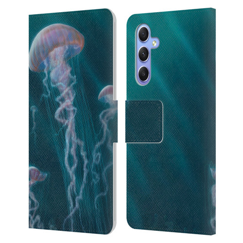 Vincent Hie Underwater Jellyfish Leather Book Wallet Case Cover For Samsung Galaxy A34 5G