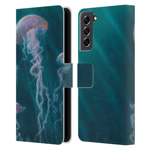 Vincent Hie Underwater Jellyfish Leather Book Wallet Case Cover For Samsung Galaxy S21 FE 5G