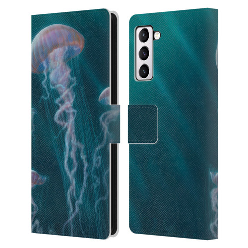 Vincent Hie Underwater Jellyfish Leather Book Wallet Case Cover For Samsung Galaxy S21+ 5G