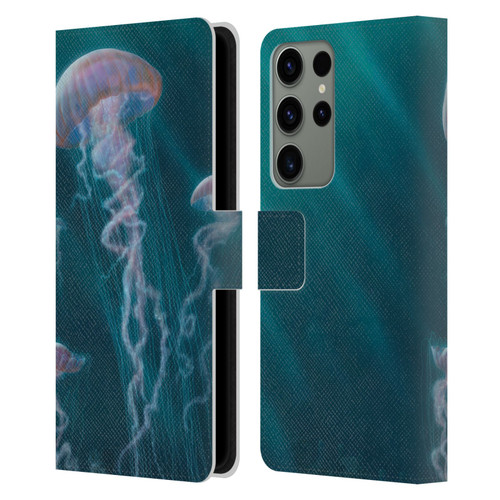 Vincent Hie Underwater Jellyfish Leather Book Wallet Case Cover For Samsung Galaxy S23 Ultra 5G