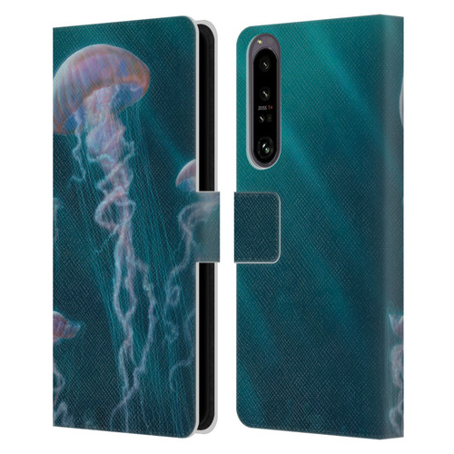 Vincent Hie Underwater Jellyfish Leather Book Wallet Case Cover For Sony Xperia 1 IV