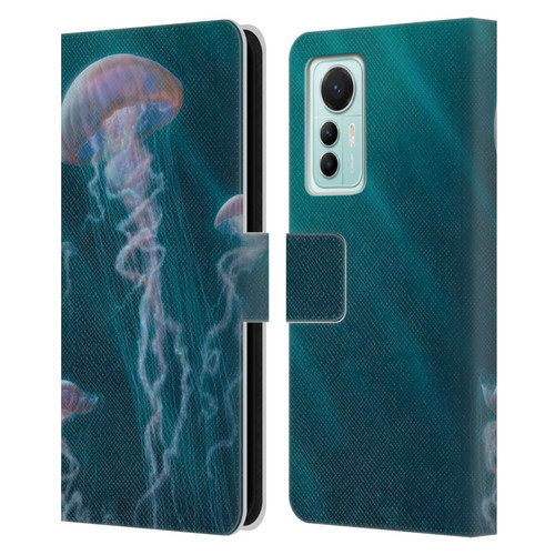 Vincent Hie Underwater Jellyfish Leather Book Wallet Case Cover For Xiaomi 12 Lite
