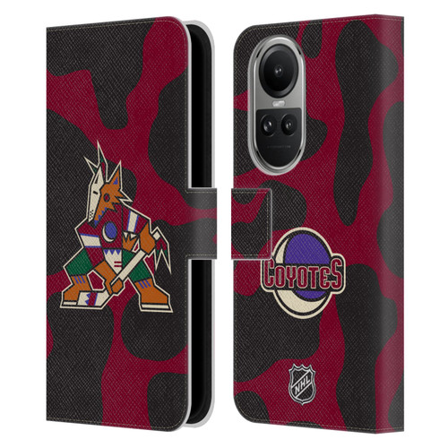 NHL Arizona Coyotes Cow Pattern Leather Book Wallet Case Cover For OPPO Reno10 5G / Reno10 Pro 5G