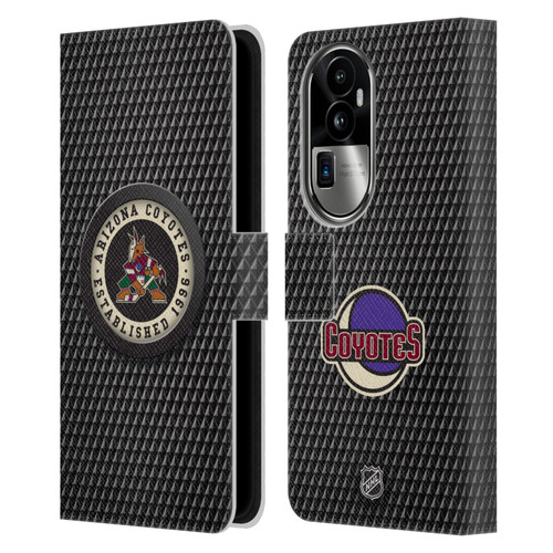 NHL Arizona Coyotes Puck Texture Leather Book Wallet Case Cover For OPPO Reno10 Pro+