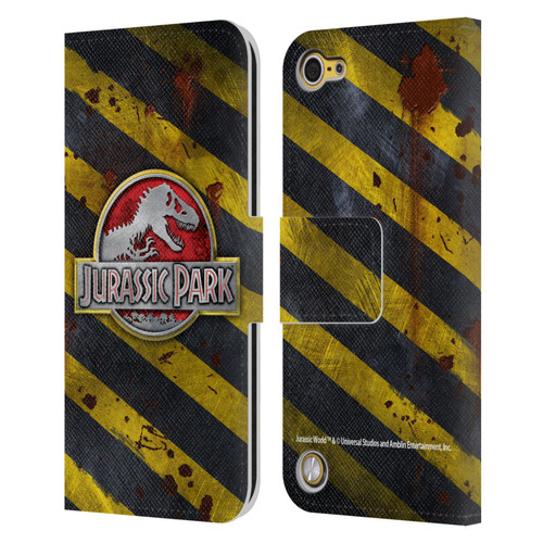 Jurassic Park Logo Distressed Look Crosswalk Leather Book Wallet Case Cover For Apple iPod Touch 5G 5th Gen