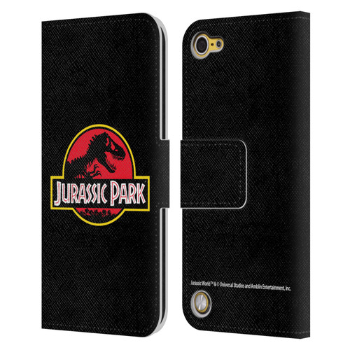 Jurassic Park Logo Plain Black Leather Book Wallet Case Cover For Apple iPod Touch 5G 5th Gen
