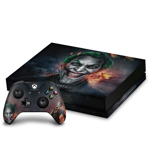 Injustice Gods Among Us Key Art Joker Vinyl Sticker Skin Decal Cover for Microsoft Xbox One X Bundle