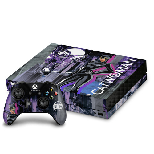 DC Women Core Compositions Catwoman Vinyl Sticker Skin Decal Cover for Microsoft Xbox One X Bundle